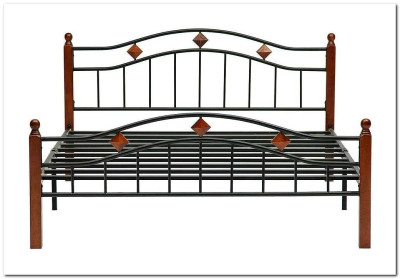Кровать AT-126 дерево гевея/металл 160*200 (Single bed) красный дуб/черный