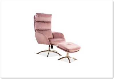 Комплект Signal MONROE VELVET BLUVEL 52 кресло+подставка для ног (античный розовый)