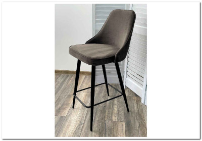 Полубарный стул NEPAL-PB ГРАФИТ 14 велюр/ черный каркас (H=68cm)
