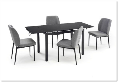 Комплект столовой мебели Halmar JASPER стол + 4 стула (серый/черный)
