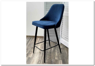 Полубарный стул NEPAL-PB СИНИЙ 29 велюр/ черный каркас (H=68cm)