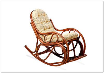 Кресло–качалка 05/05 с толстой или тонкой подушкой из ротанга