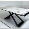 Стол LIVORNO 180 KL-188 Контрастный мрамор матовый, итальянская керамика/ черный каркас 