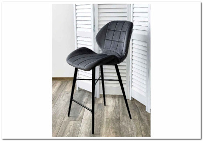 Полубарный стул MARCEL BLUVEL-14 GREY (H=65cm) велюр