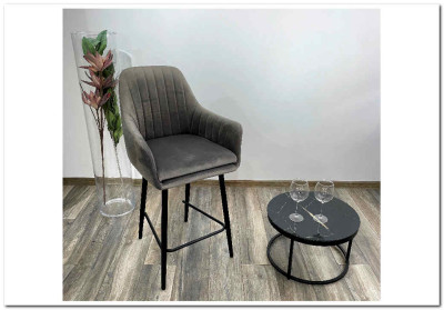 Полубарный стул Роден Premier 25 Серый, велюр (H=65cm)
