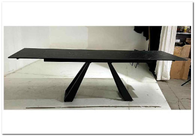 Стол FONDI 180 MARBLES NERO KL-116 Черный мрамор матовый, итальянская керамика/ черный каркас