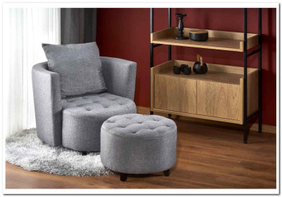 Комплект HAMPTON  Halmar (кресло для отдыха + подставка для ног) серый