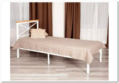Кровать Iris (mod.9311) дерево гевея/металл, 90*200 см (Single bed), Белый (White)