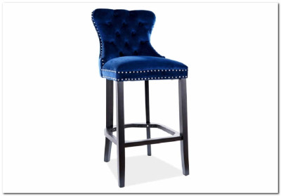 Барный стул Signal AUGUST H-1 VELVET темно-синий/черный